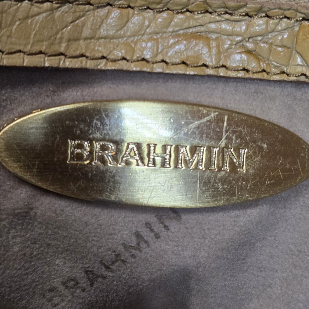 Authentic Brahmin Crossbody Satchel Tan Beige Basket Weave Gold Tone Hardware - Picture 10 of 12